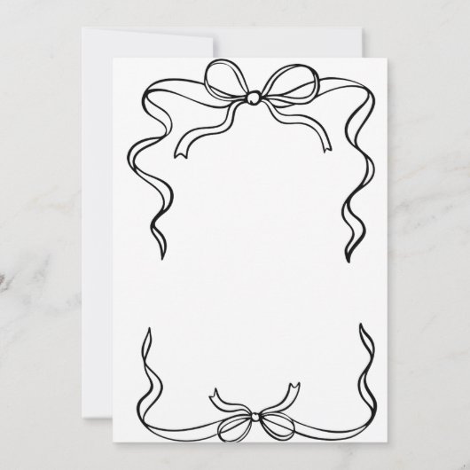 Eenvoudige Black Ribbon Heart Bruids Douche Uitnod Kaart (Achterkant)