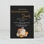 Eenvoudige Black Thanksgiving Invitation Kaart (Staand voorkant)