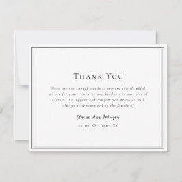 Eenvoudige Black & White begrafenis Dank u Bedankkaart