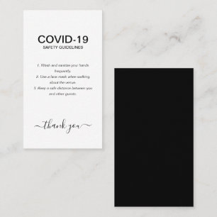 Eenvoudige Black White Covid Veiligheidsrichtlijne Visitekaartje