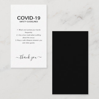 Eenvoudige Black White Covid Veiligheidsrichtlijne Visitekaartje