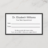 Eenvoudige Black White Doctors Office Appointkaart Afsprakenkaartje (Voorkant)