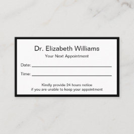 Eenvoudige Black White Doctors Office Appointkaart Afsprakenkaartje