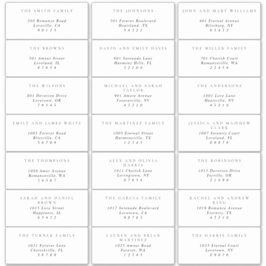 Eenvoudige Black & White Guest Adresetiketten Sticker (Voorkant)