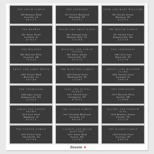 Eenvoudige Black & White Guest Adresetiketten Sticker (Vel)