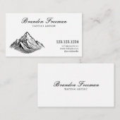 Eenvoudige Black & White Mountain Tattoo Artiest Visitekaartje (Voorkant / Achterkant)