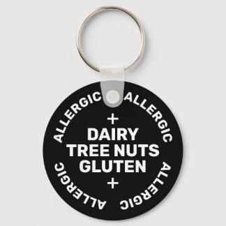 Eenvoudige Black White Noodcontact Voedselallergie Sleutelhanger