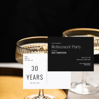 Eenvoudige Black & White Pensioen Party Uitnodigin