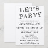 Eenvoudige Black & White verjaardagsuitnodiging | Kaart (Voorkant / Achterkant)