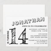 Eenvoudige Black & White verjaardagsuitnodiging | Kaart (Voorkant / Achterkant)