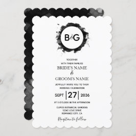 Eenvoudige Black White Wedding-uitnodigingen Kaart