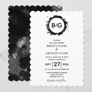 Eenvoudige Black White Wedding-uitnodigingen Kaart