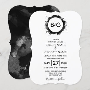 Eenvoudige Black White Wedding-uitnodigingen Kaart