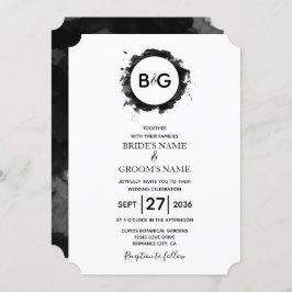 Eenvoudige Black White Wedding-uitnodigingen Kaart