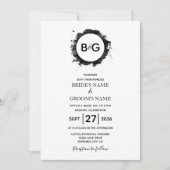 Eenvoudige Black White Wedding-uitnodigingen Kaart (Voorkant)