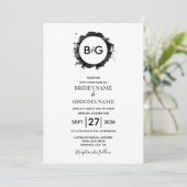 Eenvoudige Black White Wedding-uitnodigingen Kaart (Staand voorkant)
