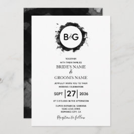 Eenvoudige Black White Wedding-uitnodigingen Kaart