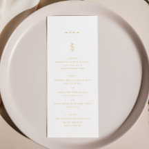 Eenvoudige blad goud & witte huwelijksdiner menu