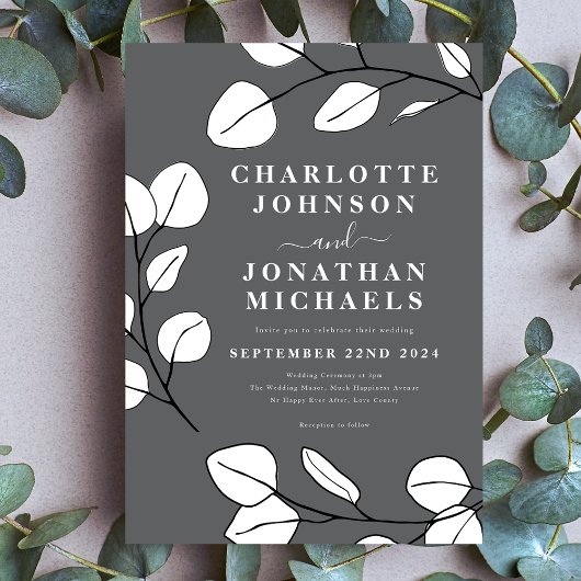 Eenvoudige bladeren Modern stijlvol grijs Kaart