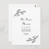 Eenvoudige Bladeren Zwart-Wit We Zijn Verplaatst Briefkaart (Voorkant / Achterkant)