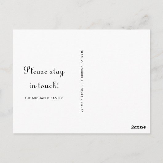 Eenvoudige Bladeren Zwart-Wit We Zijn Verplaatst Briefkaart (Achterkant)