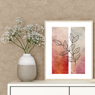 Eenvoudige bladkunst omtrek Levendige kleurenachte Poster