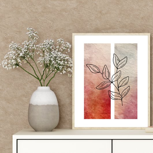 Eenvoudige bladkunst omtrek Levendige kleurenachte Poster