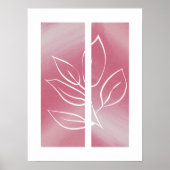 Eenvoudige bladlijn art omtrek roze achtergrond poster (Voorkant)