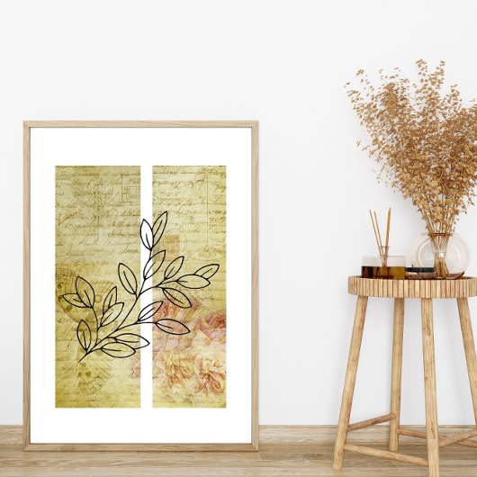 Eenvoudige Bladlijn Art Outline Vlinder Achtergron Poster