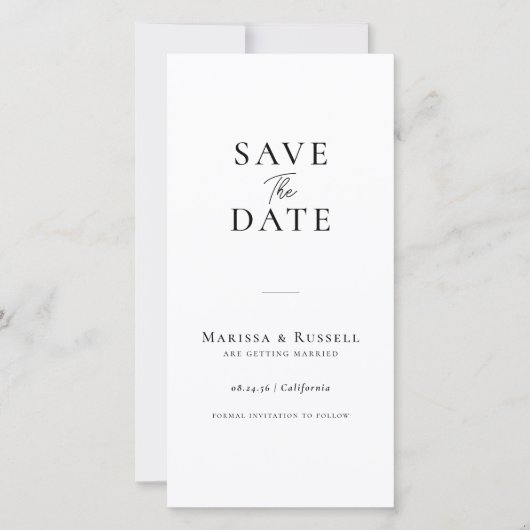 Eenvoudige bladwijzer fotoautomaat save the date (Voorkant)
