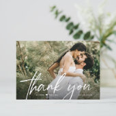 Eenvoudige Blank Terug Trouwfoto Modern Bedankkaart (Staand voorkant)