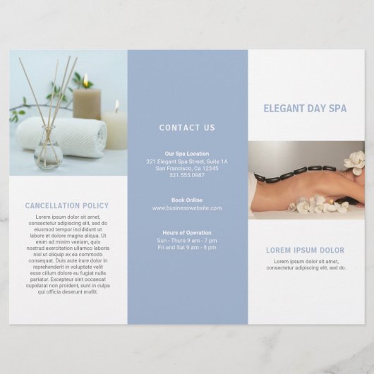 Eenvoudige blauw elegante drievoudige brochure van (Voorkant)