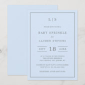 Eenvoudige blauw- en grijze Baby-monogram Kaart (Voorkant / Achterkant)