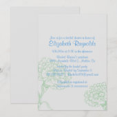 Eenvoudige blauw- en groene bridal-showuitnodiging kaart (Voorkant / Achterkant)