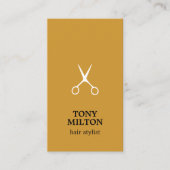 Eenvoudige blauw-gele witte schaar haarlijst visitekaartje (Voorkant)