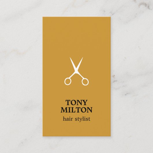 Eenvoudige blauw-gele witte schaar haarlijst visitekaartje (Voorkant)