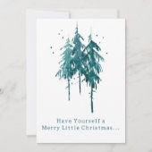 Eenvoudige blauw-groene Waterverf Pine Trees Kerst Feestdagenkaart (Voorkant)
