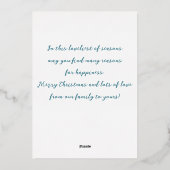 Eenvoudige blauw-groene Waterverf Pine Trees Kerst Folie Feestdagenkaart (Achterkant)