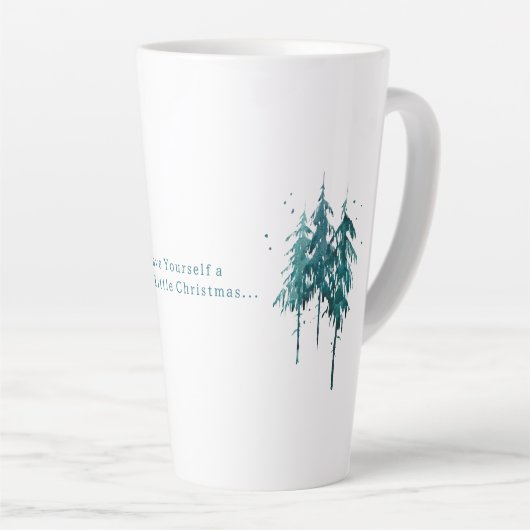 Eenvoudige blauw-groene Waterverf Pine Trees Kerst Latte Mok (Rechterhoek)