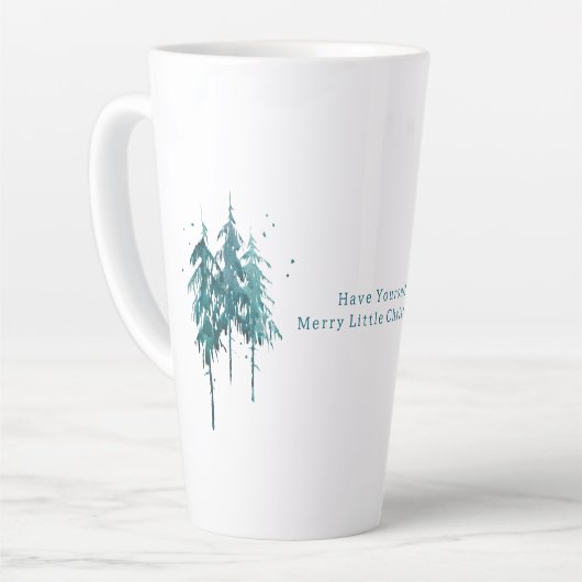 Eenvoudige blauw-groene Waterverf Pine Trees Kerst Latte Mok (Linkerhoek)