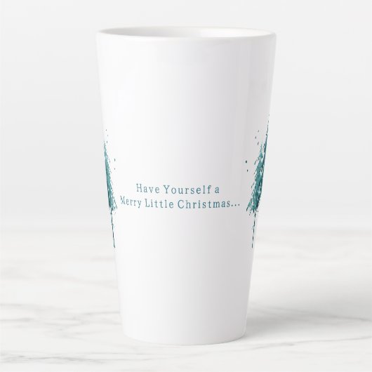 Eenvoudige blauw-groene Waterverf Pine Trees Kerst Latte Mok (Voorkant)