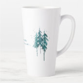 Eenvoudige blauw-groene Waterverf Pine Trees Kerst Latte Mok (Rechts)