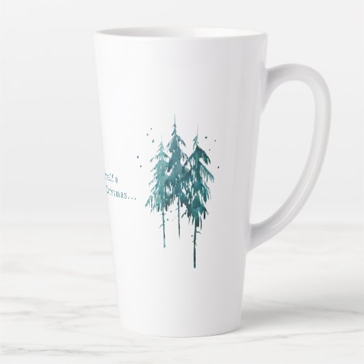 Eenvoudige blauw-groene Waterverf Pine Trees Kerst Latte Mok (Rechts)