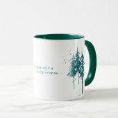 Eenvoudige blauw-groene Waterverf Pine Trees Kerst Mok (Voorkant rechts)