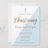 Eenvoudige Blauw Wit Goud Kruis Virtuele doop Kaart (Voorkant)