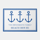 Eenvoudige blauw-witte nautische ankers deurmat (Voorkant)