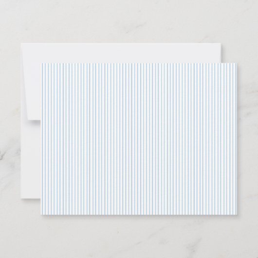 Eenvoudige blauw-witte streep Baby boy Dank u Bedankkaart (Achterkant)