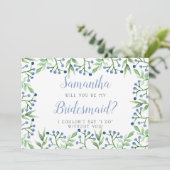Eenvoudige blauwbes | Bent u mijn Bridesmaid? Kaart (Staand voorkant)