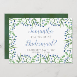 Eenvoudige blauwbes | Bent u mijn Bridesmaid? Kaart