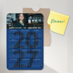 Eenvoudige Blauwe 2027 Kalender Minimalistische Va Magneet